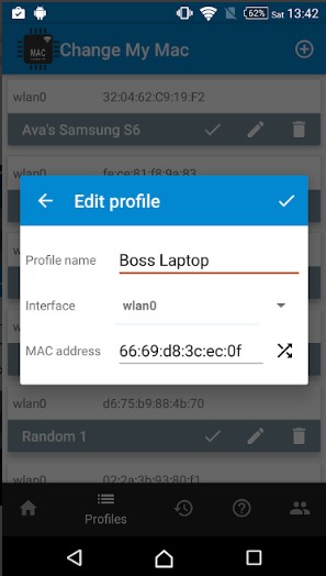 Edit existing profiles