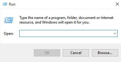 Open Run Dialog Box