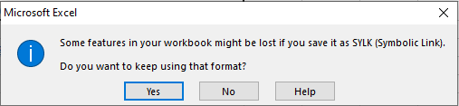 Symbolic Link format saves only the active workshee