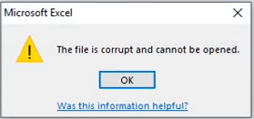 The file is corrupt and cannot be opened